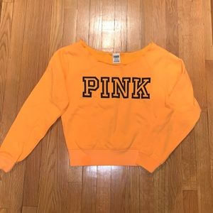 PINK size small neon orange cropped sweater excellent condition